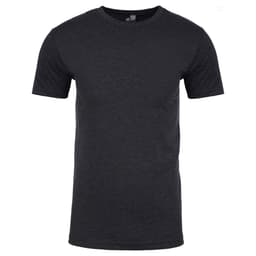 A black CVC crew t-shirt with short sleeves and a round neckline, featuring a logo.