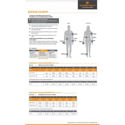 A sizing chart for the Men's Halifax Hoody, including measurements for chest, waist, and sleeve for different sizes.