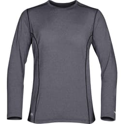 A long-sleeve women's T-shirt in dark grey with a fitted design and a small logo.