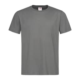 Men's heavyweight crew neck t-shirt in a muted olive green colour. Features a logo at the neckline.