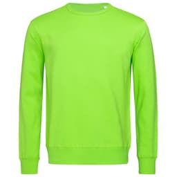 A vibrant green men's active sweatshirt with long sleeves and a crew neckline, featuring a logo.