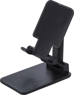 A black ABS mobile phone holder with a textured back and a sturdy base, designed for car use.