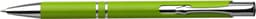 A recycled aluminium ballpen in vibrant green with a chrome finish and a branding logo.