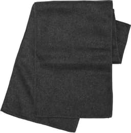 A dark grey polyester fleece scarf, neatly folded and laid flat, with a soft texture.