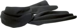 A black polyester fleece scarf, featuring a soft texture and a simple design. It has a logo displayed.