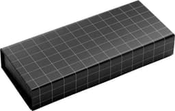 A sleek black gift box with a grid pattern, designed for packaging a metal ballpen.