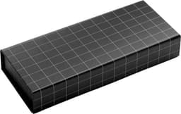 A sleek black box with a grid pattern, designed for a metal writing set.