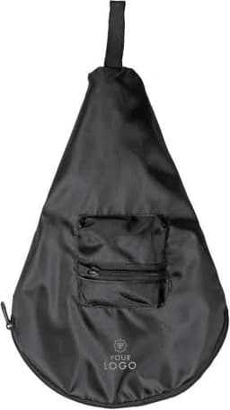 A black beach ball game set bag with a zippered pocket and a handle for easy carrying. It features a logo.