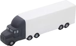 A PU foam truck in black and white, designed as a stress-relief toy, featuring details like wheels and a cab.