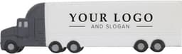 A PU foam truck in grey and white, featuring a section for a logo. Ideal for stress relief and fun.