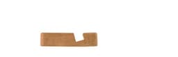 A Beech wood phone holder in a natural light brown colour with a cutout for phone placement.