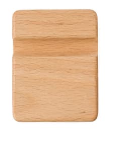 A beech wood phone holder in a natural timber finish, featuring a simple rectangular design.