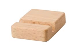 A Beech wood phone holder in a light natural wood finish, designed for holding mobile phones securely.