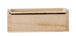A wooden Tic Tac Toe game featuring a natural wood finish and simple design, with a slot for piece storage.