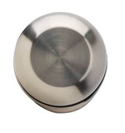 A drink bottle lid featuring a sleek stainless steel design, with a polished, circular surface and a smooth finish.