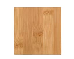A bamboo coaster, rectangular in shape, featuring a smooth, natural wood finish. It has a light brown colour.