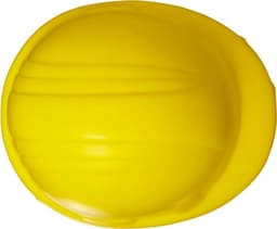 A yellow PU foam hard hat featuring detailed grooves, perfect for stress relief or as a novelty item.