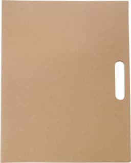 A cardboard memo folder in brown, featuring a cut-out handle for easy carrying. It has a simple design without visible branding.