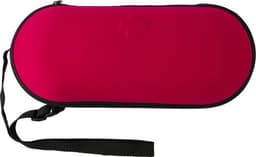 A pink oval first aid kit with a zippered closure and a carry strap. It features a logo on its surface.