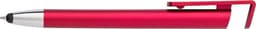A red ABS 3-in-1 ballpen featuring a stylus tip and metallic finish, complete with a clip for easy attachment.
