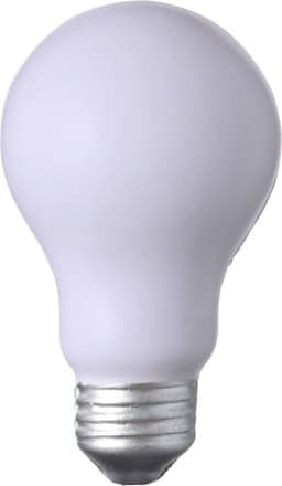 A PU foam light bulb in white with a silver base. It is designed as a fun stress relief shape.