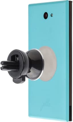 An ABS smartphone holder in black and teal, designed to attach to car surfaces. It features a circular suction mount.