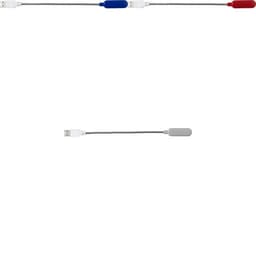 A set of ABS and metal laptop lights in red, blue, and grey colours, with USB connectors. Each has a protective casing.