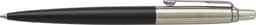 A black and silver Parker Jotter Core ballpen with a sleek metal design and a clip.