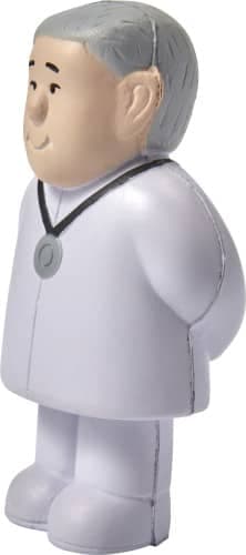 A white PU foam figure of a doctor with grey hair and a stethoscope, featuring minimalist detailing.