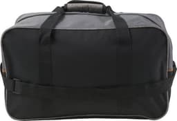 A black and grey Polycanvas (600D) sports bag with handles and an adjustable shoulder strap. It features a logo.
