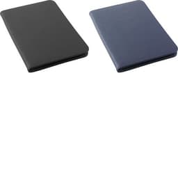 A black and a navy PU conference folder, both featuring sleek designs and branding.