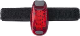 A red ABS safety light with a black elastic strap. The light features a sleek design and has a logo.