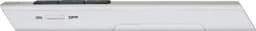 A white ABS laser pointer featuring an on/off switch and two buttons on the top.