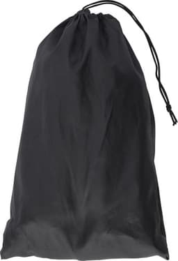A black storage bag with a drawstring closure, suitable for various items. It features a simple design.