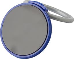 A blue ABS mobile phone ring with a silver attachment, designed as a phone stand.