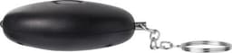A black ABS personal alarm with a keychain attachment, designed for safety and convenience.