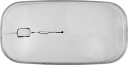 An ABS optical mouse in a sleek, transparent design with a black scroll wheel. Features a logo on the surface.