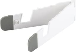 A white ABS tablet and mobile phone holder with grey accents, featuring a simple and sleek design.