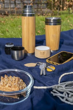 Bamboo and stainless steel double walled bottle