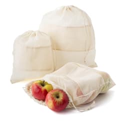 Set of three reusasable cotton mesh produce bags