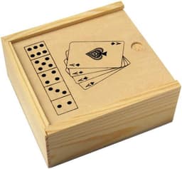 Wooden box with game set