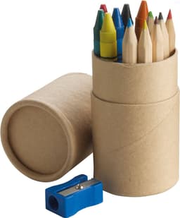 Cardboard tube with pencils