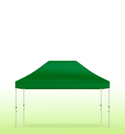 A green heavy-duty gazebo tent with a peaked roof and adjustable legs, featuring a plain design.