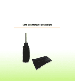 A black sand bag leg weight designed for marquees, with a detachable cover and a pole holder.