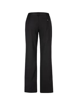 Relaxed fit women's pants in black, featuring a back pocket and waistband. Includes branding detail.