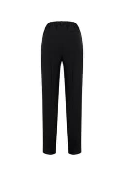 A pair of black women's bandless elastic waist pants with a simple design and a back pocket.