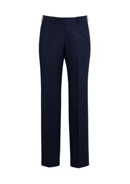 Navy men's adjustable waist pants, designed for a comfortable fit, with a sleek and professional appearance.