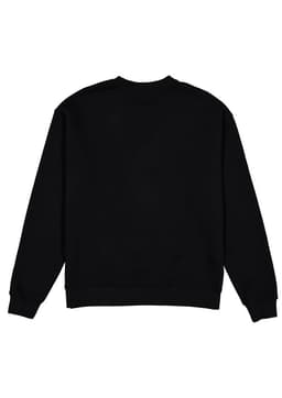 A black men's crew sweatshirt featuring a classic design and a logo on the back.