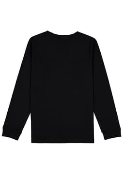 A black long sleeve tee with a simple design and no visible logos or branding.