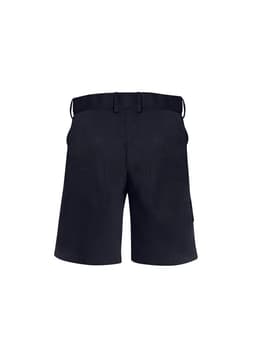 A pair of women's dress shorts in black with a waistband and back pockets, featuring a logo.